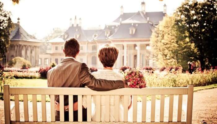 Couple sitting on bench