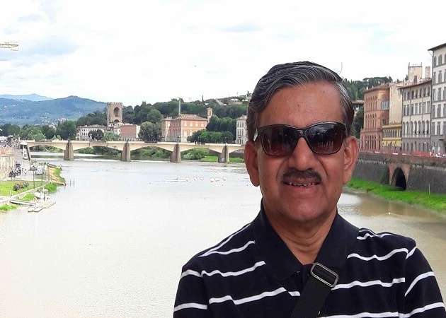 Mr. Abhishek on the banks of the river Arno