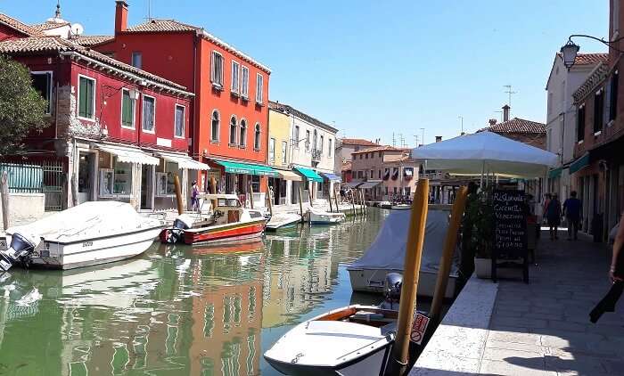 Riding through the canals of Venice