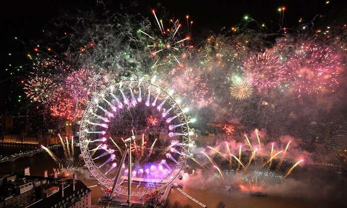 Ferociously beautiful fireworks during New Year celebration in Thailand