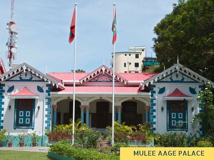 The entrance of the Mulee Aage Palace in Maldives