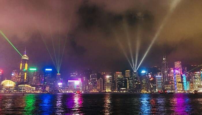 A mesmerising vista of Symphony of Lights, among the major places to see in 4 days in Hong Kong