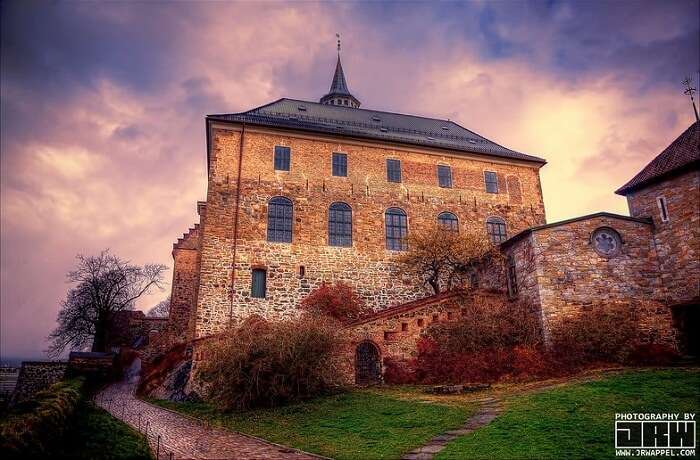 An evening shot of the Akershus Castle at Oslo in Norway