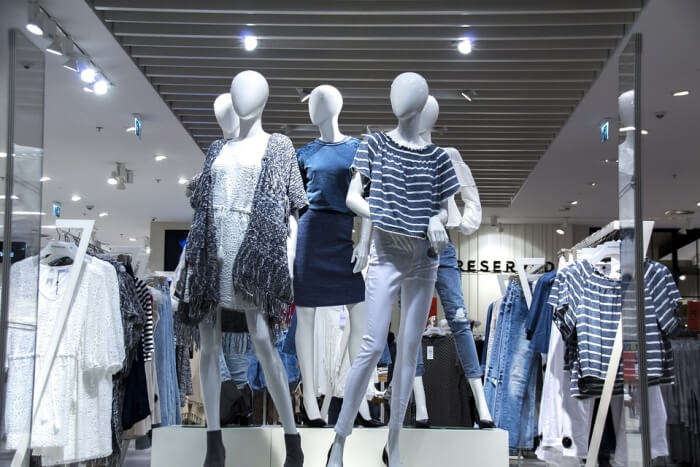 Fashionable Clothes Shop Windows Shopping Mall