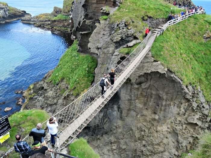 The swaying and scary Carrick-a-Rede Bridge in North Ireland