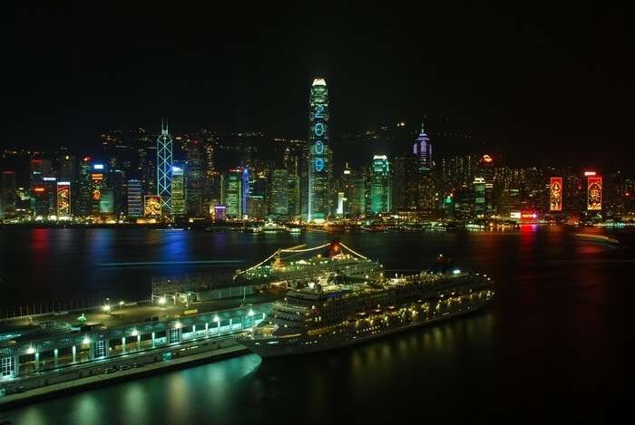 A cruise leaving for the night tour is one of the most popular attractions of Hong Kong nightlife