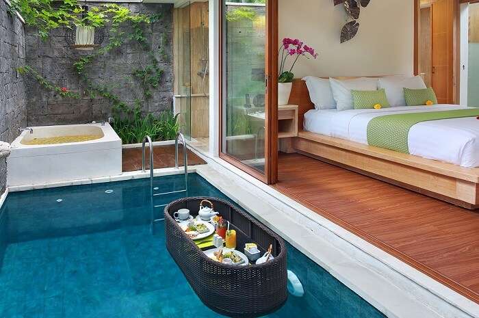 magnificent private pool in ini vie villa with floating breakfast