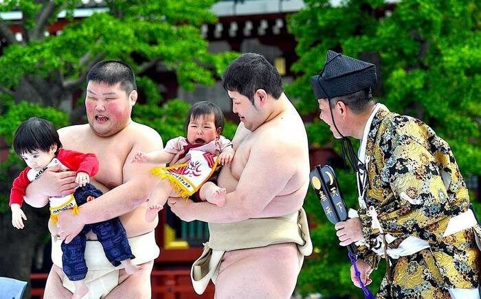The Konaki Sumo fest is about provoking the kids to cry