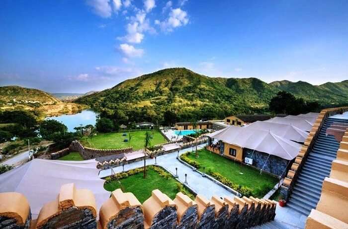 An aerial view of the Kumbhalgarh Safari Camp