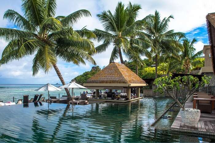 The infinity pool of the Le Domaine de L Orangeraie resort in Seychelles