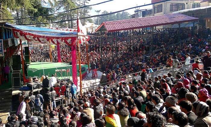 Gathering durng the Manali Winter Carnival in 2015