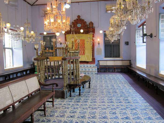Beautiful interiors of Paradesi Synagogue in Cochin