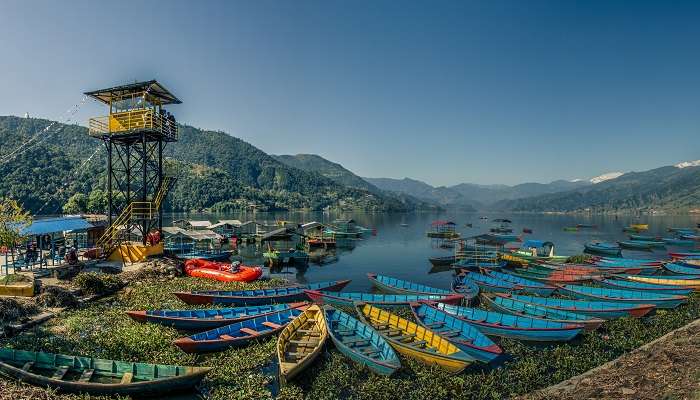 Panaroma view of Fewa Lake, Pokhara, one of the places to visit in March in world