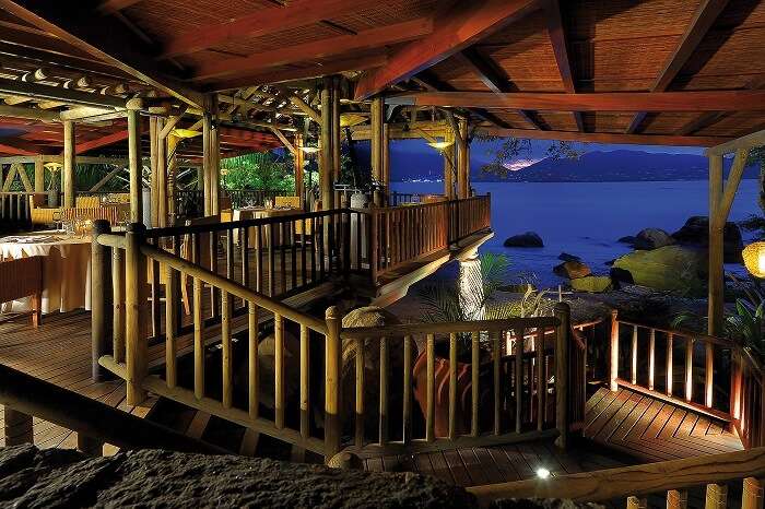 The Le Mont Fleuri dining area at the Beachcomber resort in Seychelles