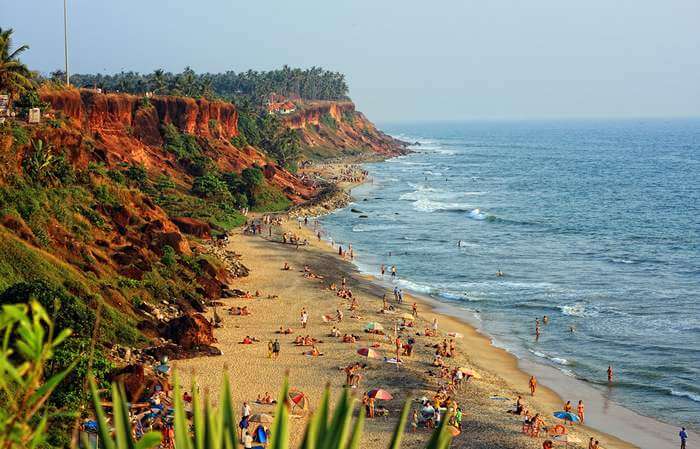 The happening Varkala beach which is one of the best places to visit in Kerala