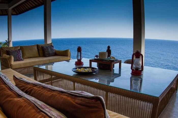 dining room and lounge in villa sarchi