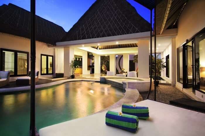villa seminyak with pool and lounge area