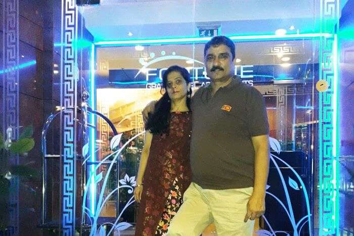 my parents outside Fortune Grand hotel