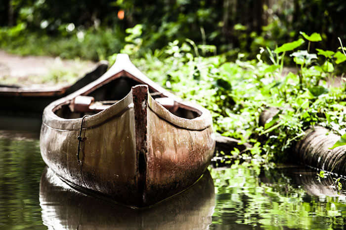 A canoe, ideal for a romantic ride on the backwaters in Alleppey