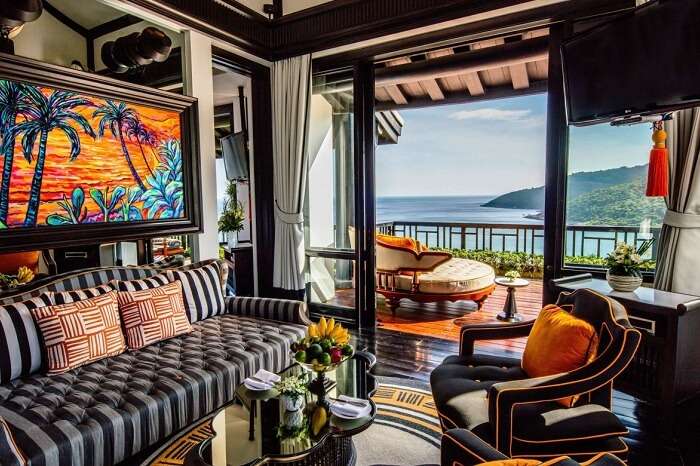 Living room of a heavenly penthouse at Intercontinent Danang Sun Peninsula Resort
