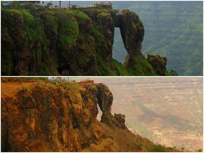 Two different views of the needle point in Mahabaleshwar