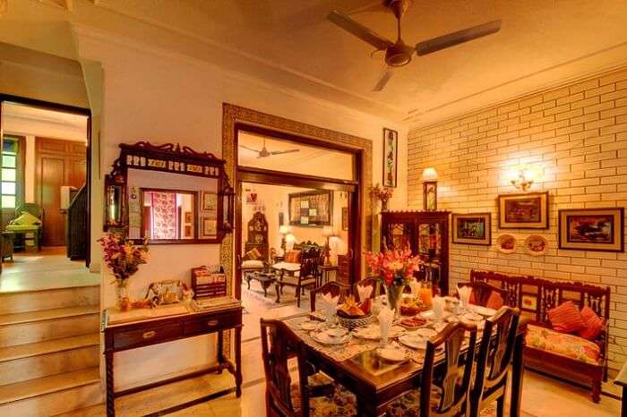 The lavish-looking interiors of the On The House BnB in Delhi