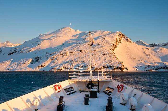 A mountain as seen from cruise ship during an expedition to Antarctica