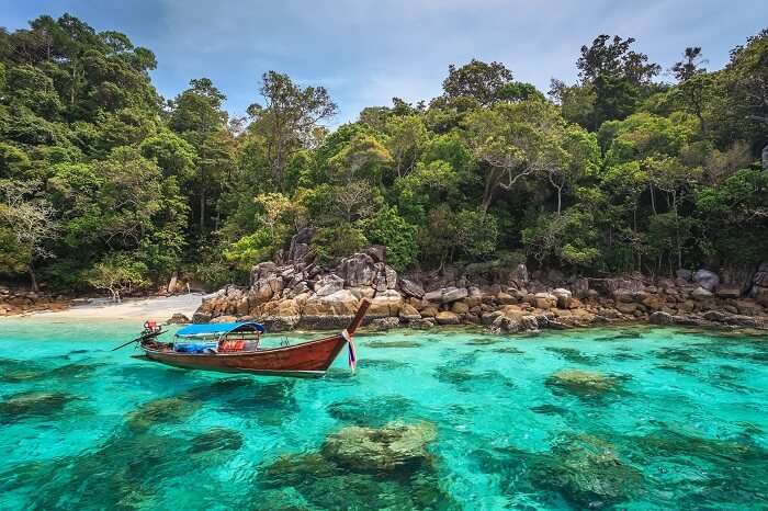 Longtail boat and beautiful ocean of Koh Lipe