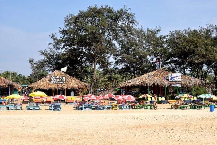 Cafes and Lounges on the Calangute beach in Goa