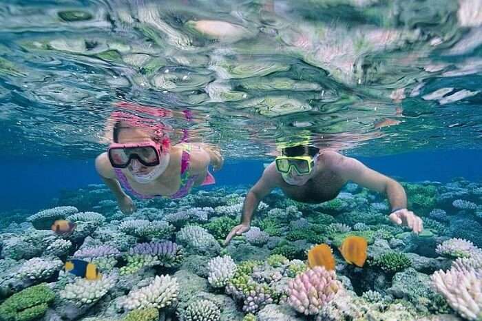A couple snorkeling in Andaman