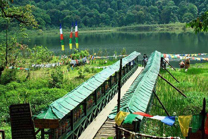Bridge to the Khecheopalri Lake is a beautiful tourist attraction in Gangtok
