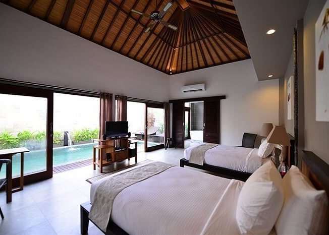 bedroom in zoe villa with private pool view