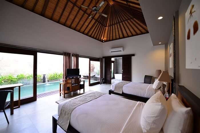 bedroom in zoe villa with private pool view