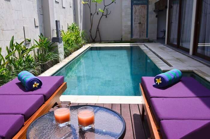luxurious private pool in zoe villa