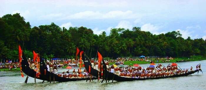 Colourful Snake Boat races during Onam festival in Alappuzha, Kerala