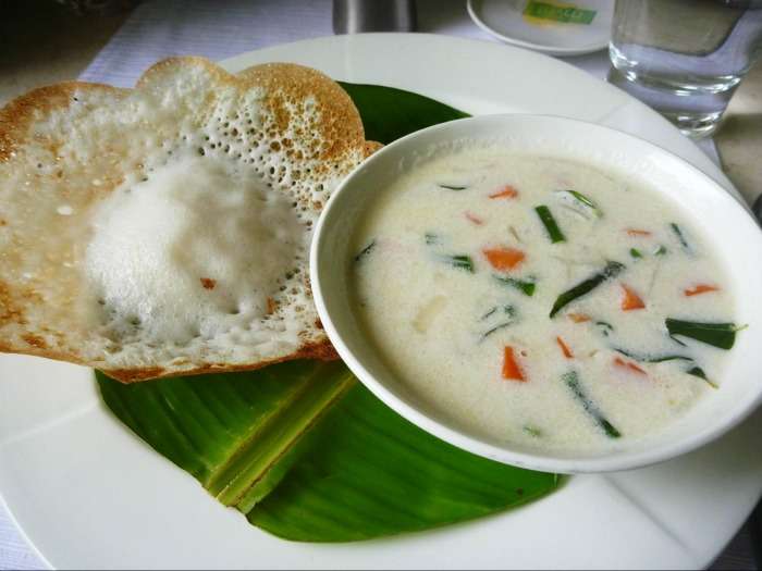 Appam and Stew - typical Kerala flavoured dish loaded with creamy coconut milk