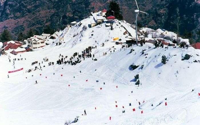 Snow clad hills of Auli, an attracting tourist destination in Uttarakhand India