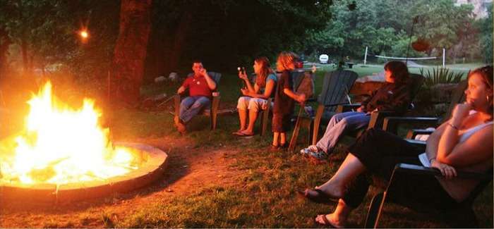 Amazing campfire night by the lake for weekend getaway