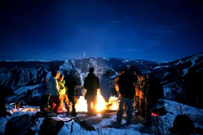 Bonfire camping at snow clad hills of Kullu and Manali