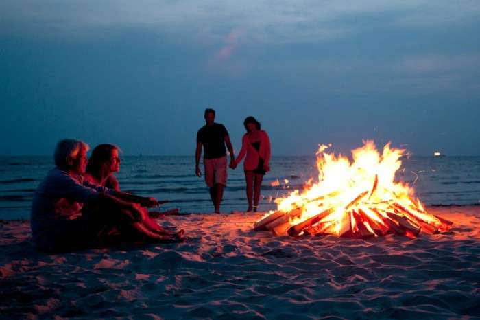 Beach party and bonfire at Candolim Beach in South Goa