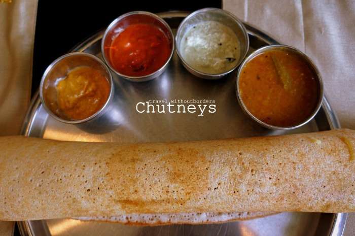 South Indian dishes including a dosa thali at Chutneys, Colombo