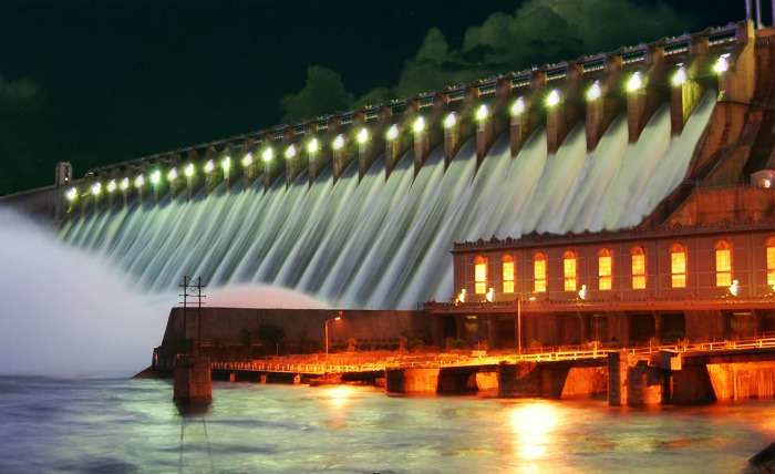 Night view of Nagarjuna Sagar Dam