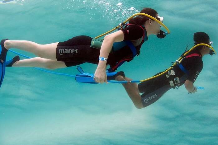 kw-030617-A couple on a SNUBA diving tour on their Caribbean honeymoon