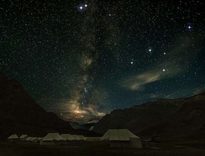 Clear Night Sky in Spiti Valley scattered with