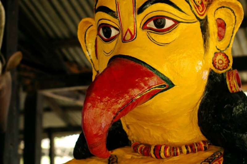 A statue of a Hindu Goad, Garuda in the ancient satra of Majuli, Assam