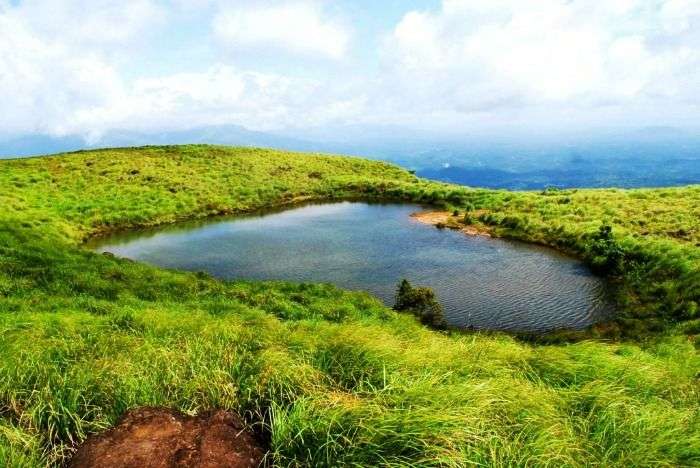 Heart Shaped lake on the way to the Chembra Peak