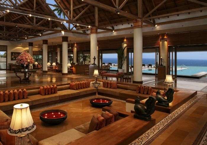 Luxurious and romantic lobby of Hotel Sea Face, Kovalam