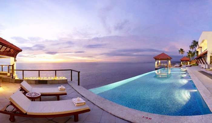 Beach side swimming pool of Five star suite at The Leela Kempinski, Kovalam