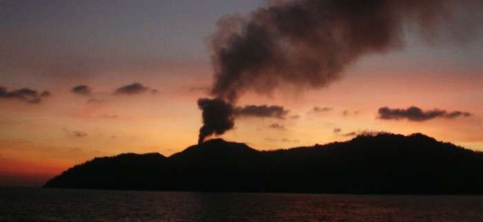 Volcanic eruptions at Barren Islands in Andaman.