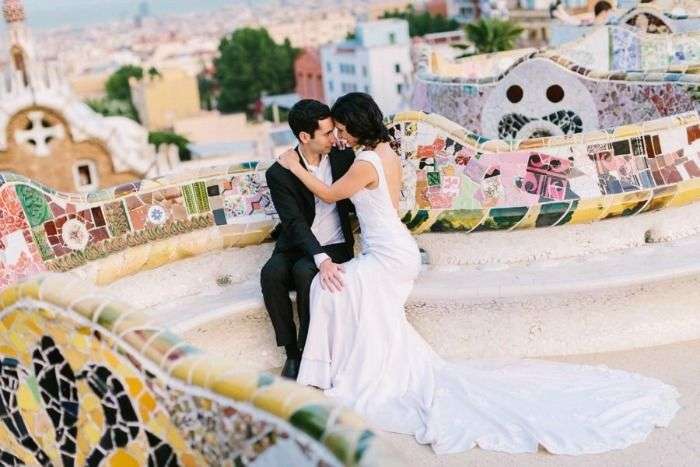 Newly married couple enjoying honeymoon in Spain